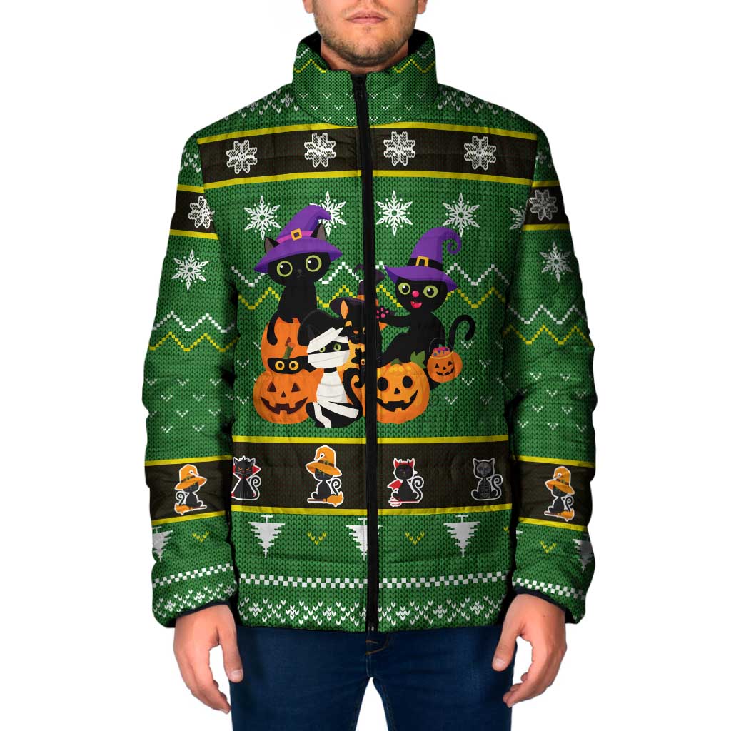 Cat Cute Witcher Noel Christmas Padded Jacket Xmas Holiday Patterns - Wonder Print Shop