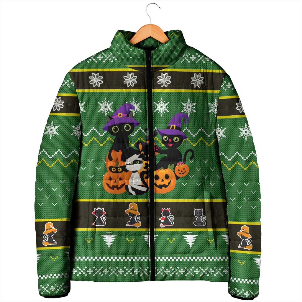 Cat Cute Witcher Noel Christmas Padded Jacket Xmas Holiday Patterns - Wonder Print Shop