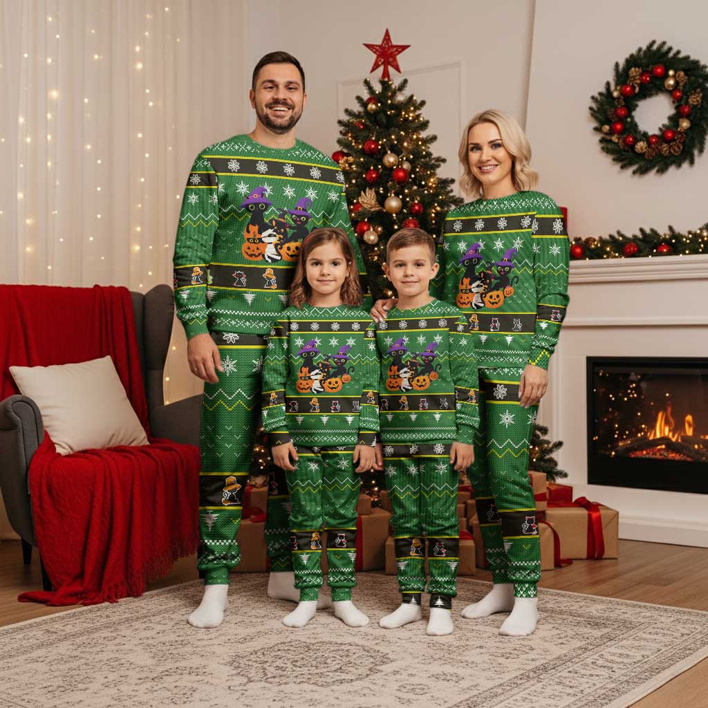 Cat Cute Witcher Noel Christmas Pajama Set Xmas Holiday Patterns - Wonder Print Shop