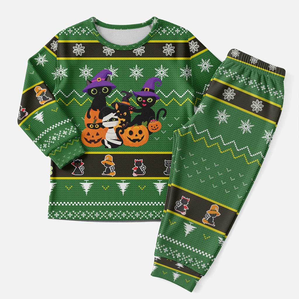 Cat Cute Witcher Noel Christmas Pajama Set Xmas Holiday Patterns - Wonder Print Shop