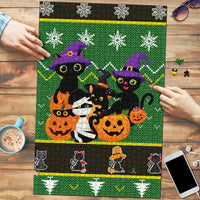 Cat Cute Witcher Noel Christmas Puzzle Xmas Holiday Patterns - Wonder Print Shop