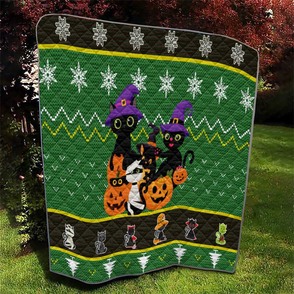 Cat Cute Witcher Noel Christmas Quilt Xmas Holiday Patterns - Wonder Print Shop