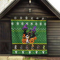 Cat Cute Witcher Noel Christmas Quilt Xmas Holiday Patterns - Wonder Print Shop
