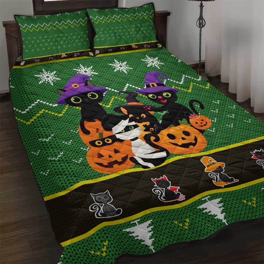 Cat Cute Witcher Noel Christmas Quilt Bed Set Xmas Holiday Patterns - Wonder Print Shop