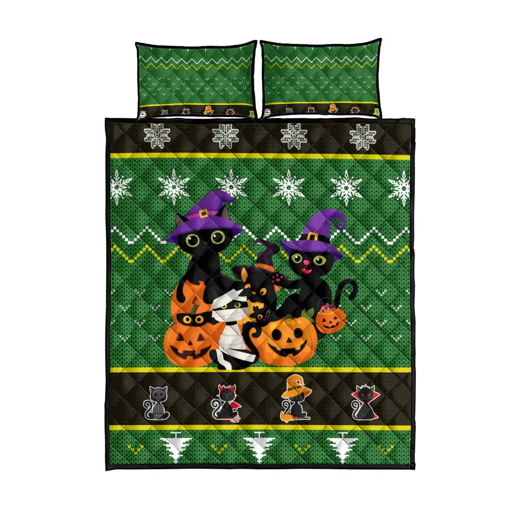 Cat Cute Witcher Noel Christmas Quilt Bed Set Xmas Holiday Patterns - Wonder Print Shop