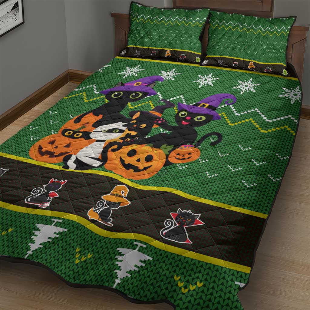 Cat Cute Witcher Noel Christmas Quilt Bed Set Xmas Holiday Patterns - Wonder Print Shop