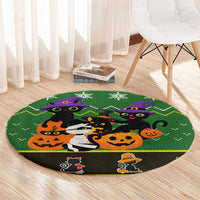 Cat Cute Witcher Noel Christmas Round Carpet Xmas Holiday Patterns - Wonder Print Shop