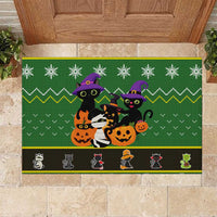 Cat Cute Witcher Noel Christmas Rubber Doormat Xmas Holiday Patterns - Wonder Print Shop