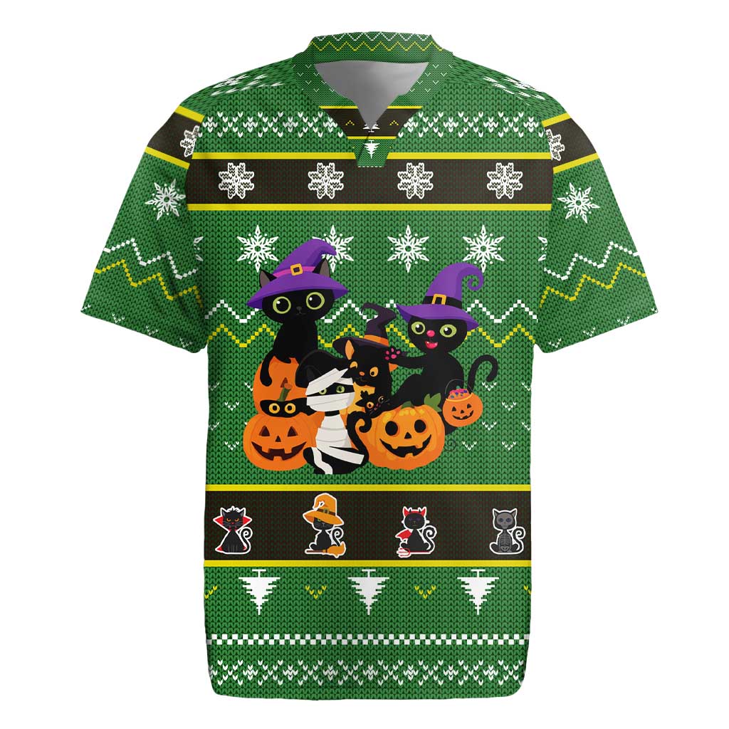 Cat Cute Witcher Noel Christmas Rugby Jersey Xmas Holiday Patterns - Wonder Print Shop
