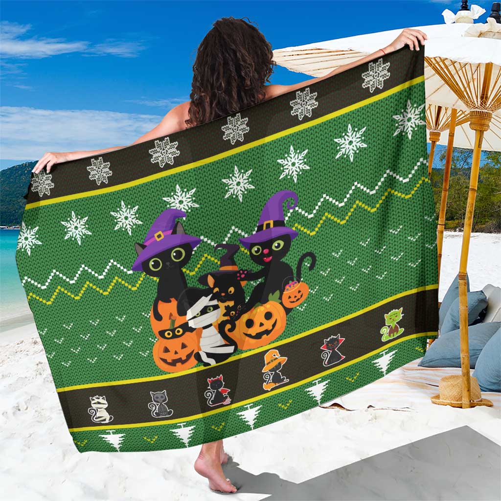 Cat Cute Witcher Noel Christmas Sarong Xmas Holiday Patterns - Wonder Print Shop