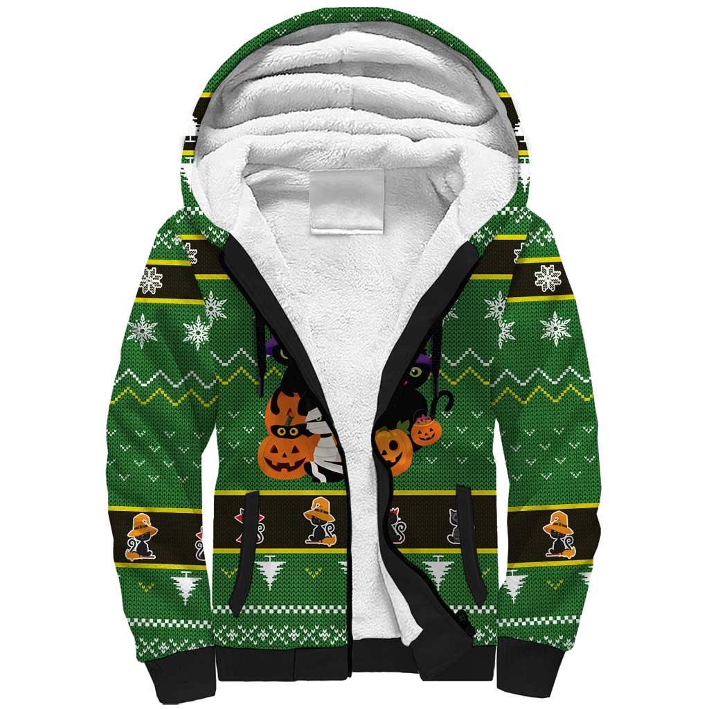 Cat Cute Witcher Noel Christmas Sherpa Hoodie Xmas Holiday Patterns - Wonder Print Shop