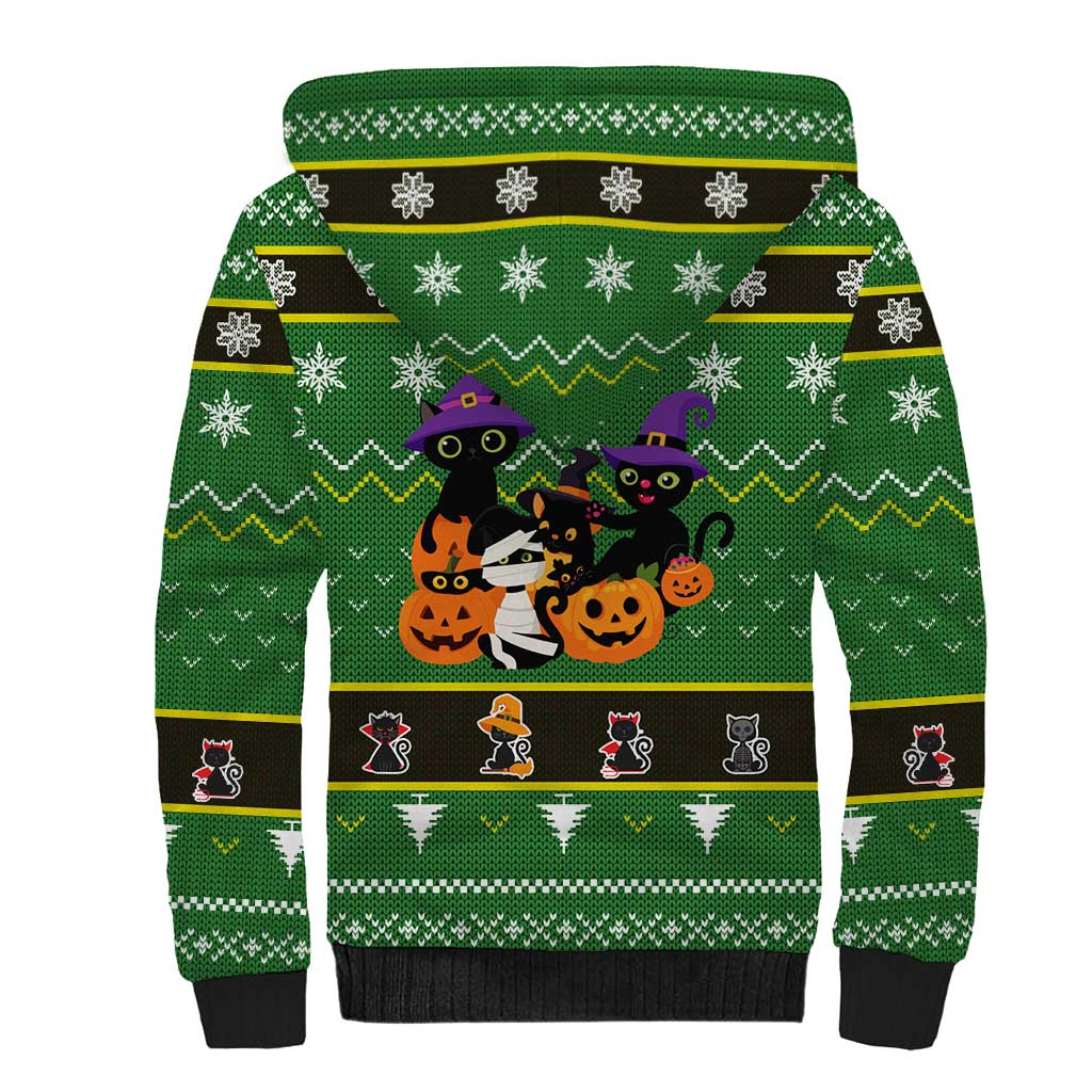 Cat Cute Witcher Noel Christmas Sherpa Hoodie Xmas Holiday Patterns - Wonder Print Shop