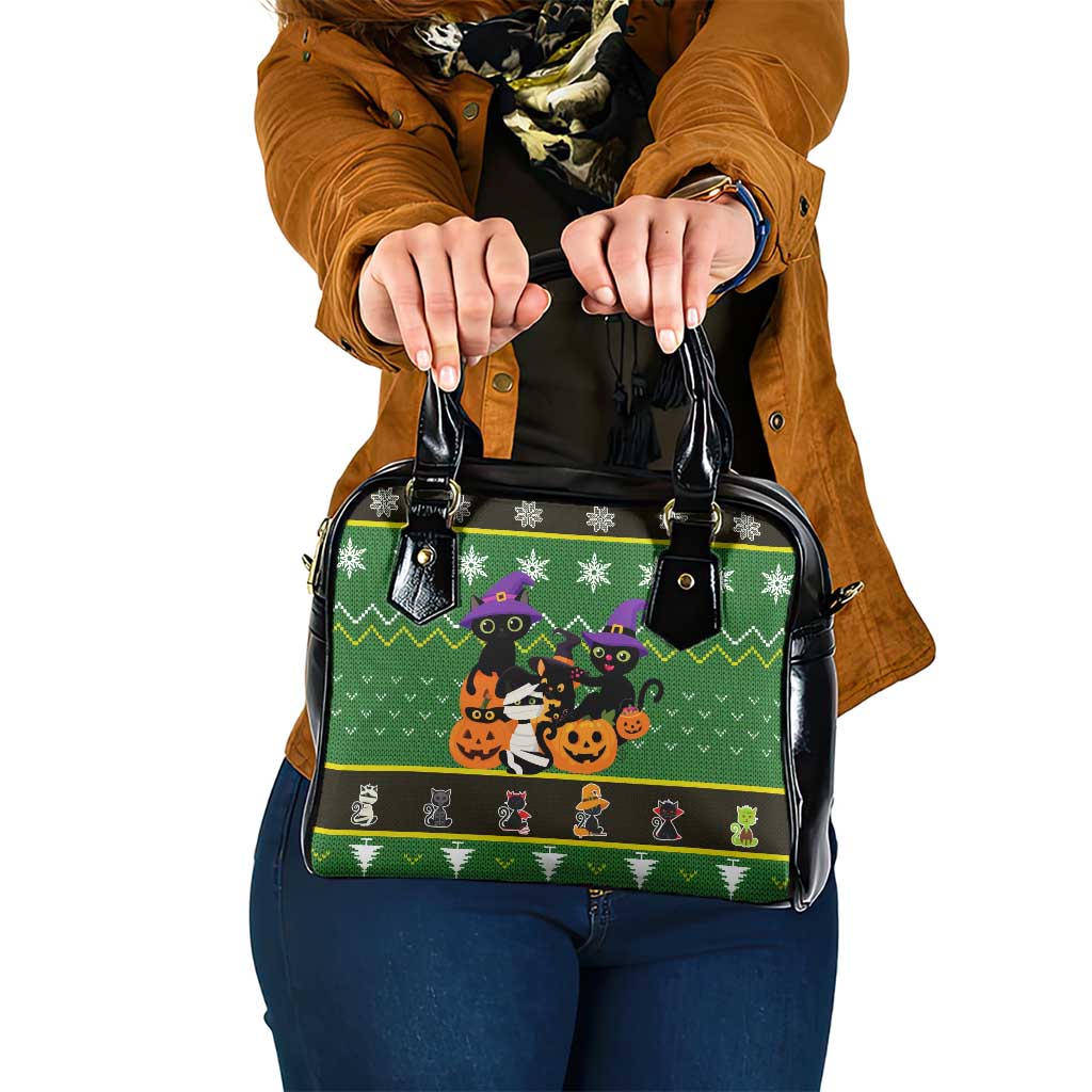 Cat Cute Witcher Noel Christmas Shoulder Handbag Xmas Holiday Patterns - Wonder Print Shop