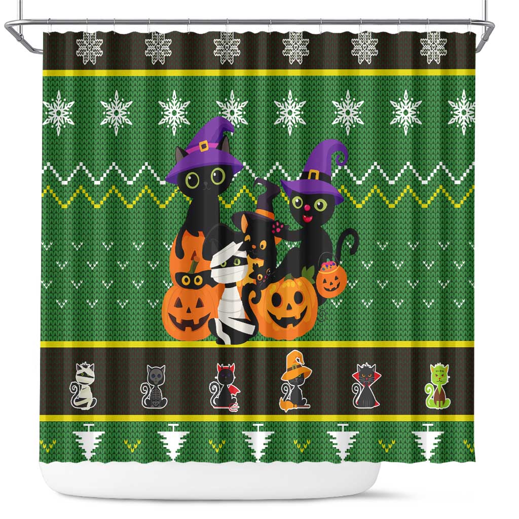 Cat Cute Witcher Noel Christmas Shower Curtain Xmas Holiday Patterns - Wonder Print Shop