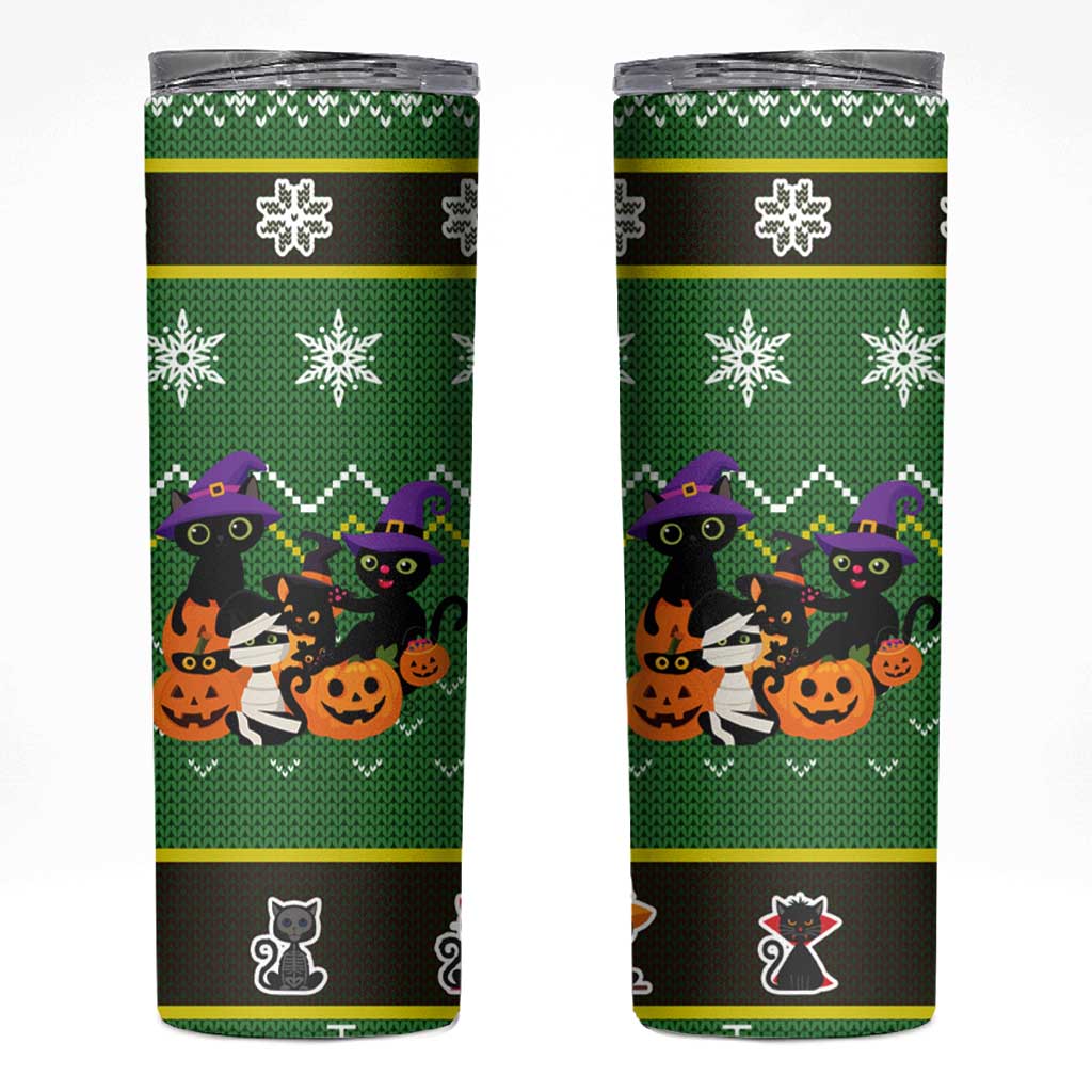 Cat Cute Witcher Noel Christmas Skinny Tumbler Xmas Holiday Patterns - Wonder Print Shop
