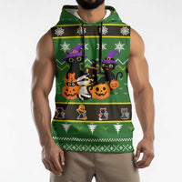 Cat Cute Witcher Noel Christmas Sleeveless Hoodie Xmas Holiday Patterns - Wonder Print Shop