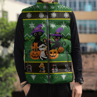 Cat Cute Witcher Noel Christmas Sleeveless Puffer Jacket Xmas Holiday Patterns - Wonder Print Shop