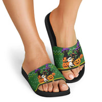 Cat Cute Witcher Noel Christmas Slide Sandals Xmas Holiday Patterns - Wonder Print Shop
