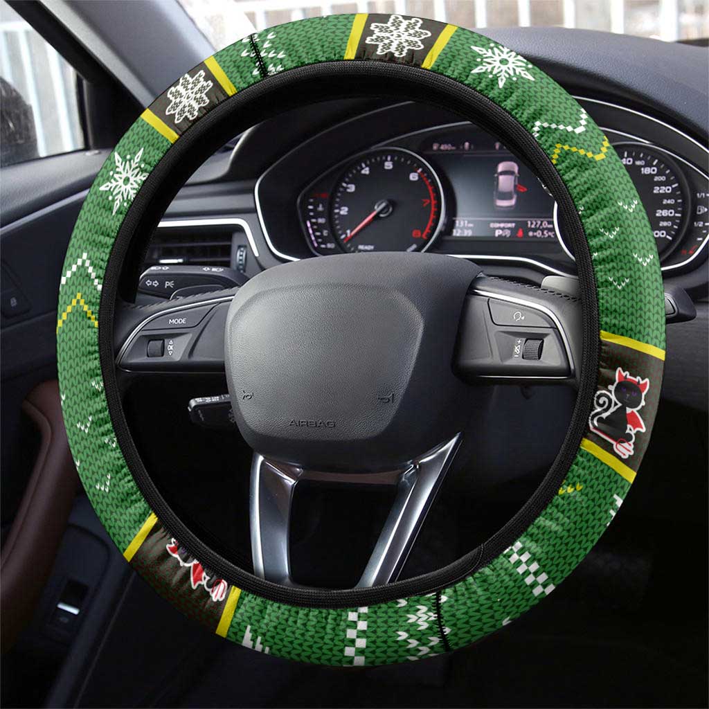 Cat Cute Witcher Noel Christmas Steering Wheel Cover Xmas Holiday Patterns - Wonder Print Shop