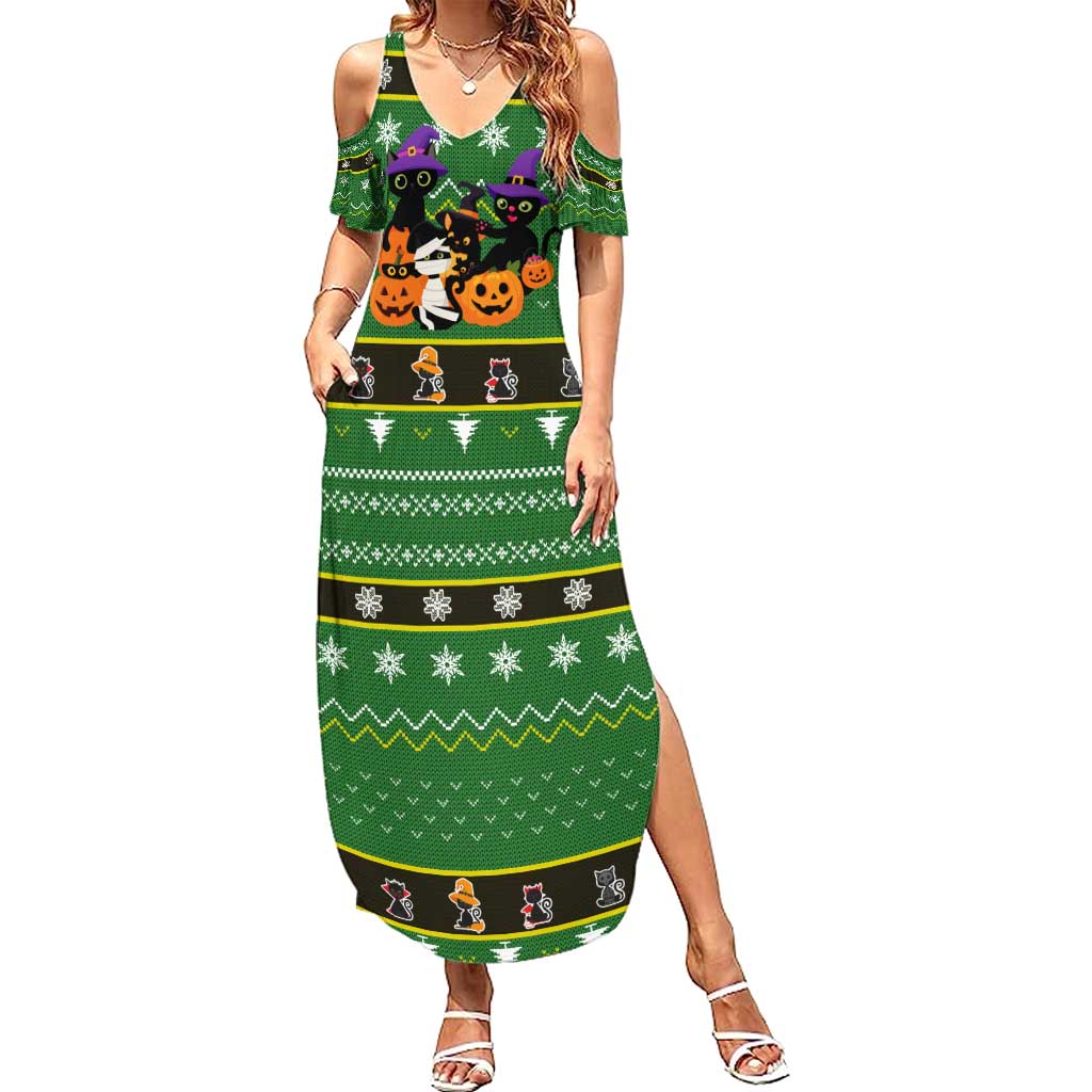 Cat Cute Witcher Noel Christmas Summer Maxi Dress Xmas Holiday Patterns - Wonder Print Shop