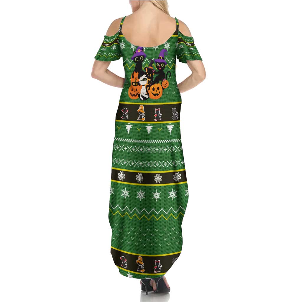 Cat Cute Witcher Noel Christmas Summer Maxi Dress Xmas Holiday Patterns - Wonder Print Shop