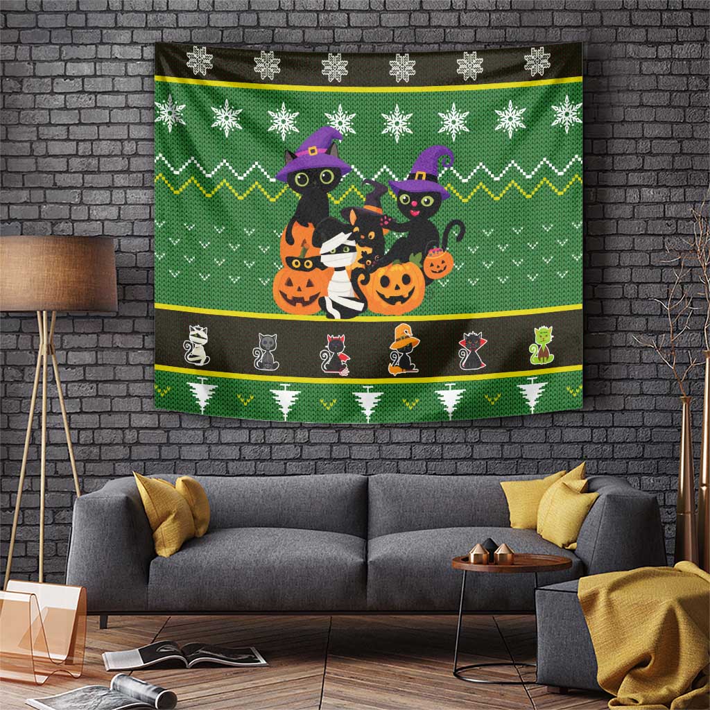 Cat Cute Witcher Noel Christmas Tapestry Xmas Holiday Patterns - Wonder Print Shop