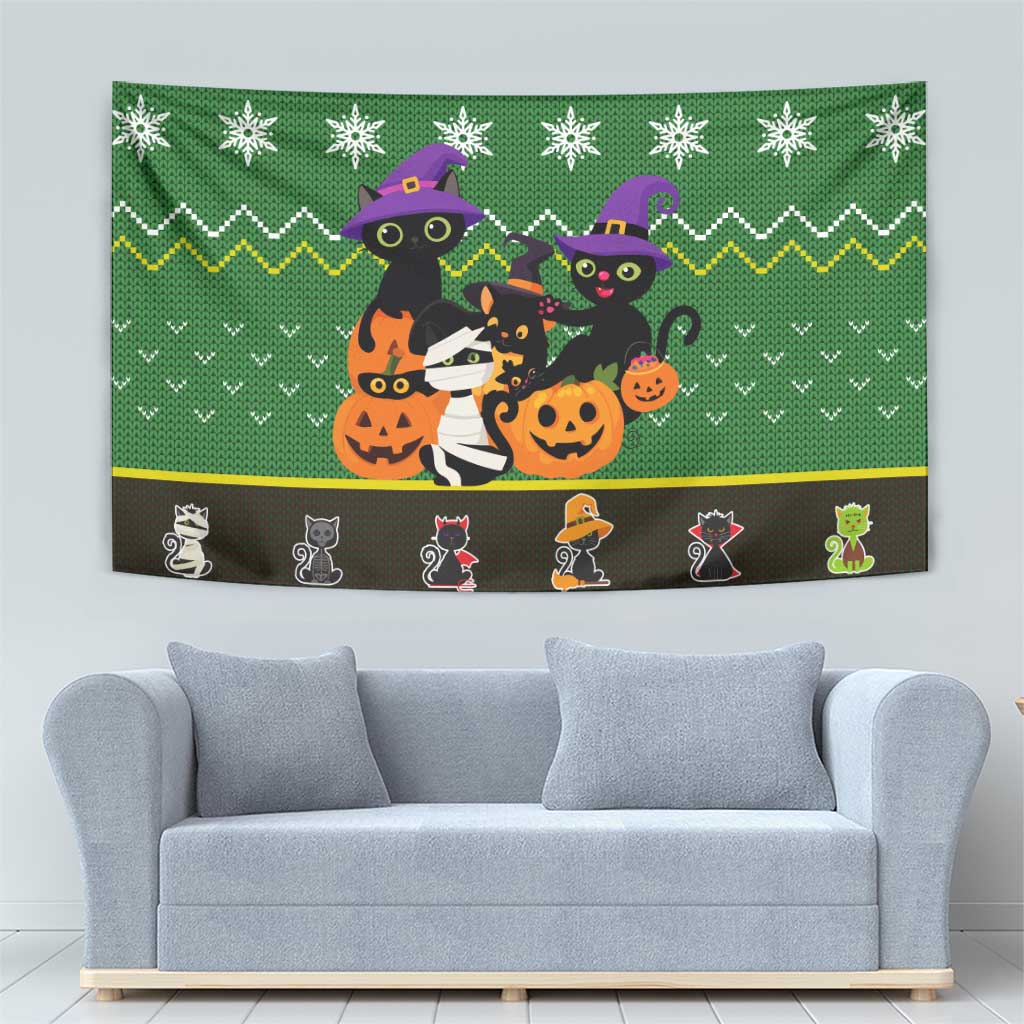 Cat Cute Witcher Noel Christmas Tapestry Xmas Holiday Patterns - Wonder Print Shop