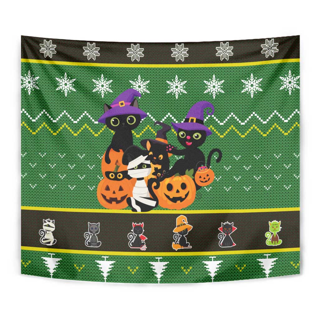 Cat Cute Witcher Noel Christmas Tapestry Xmas Holiday Patterns - Wonder Print Shop