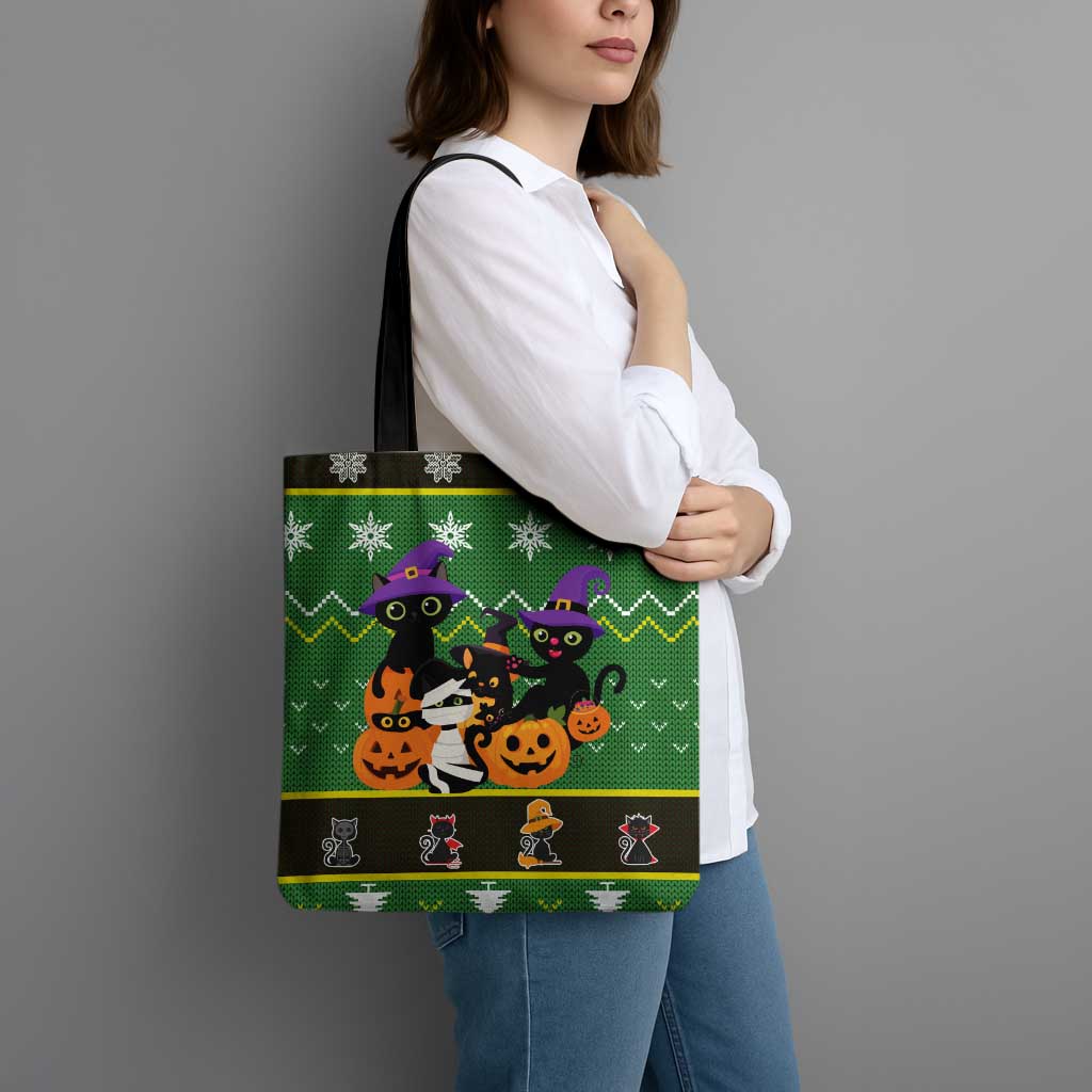 Cat Cute Witcher Noel Christmas Tote Bag Xmas Holiday Patterns - Wonder Print Shop