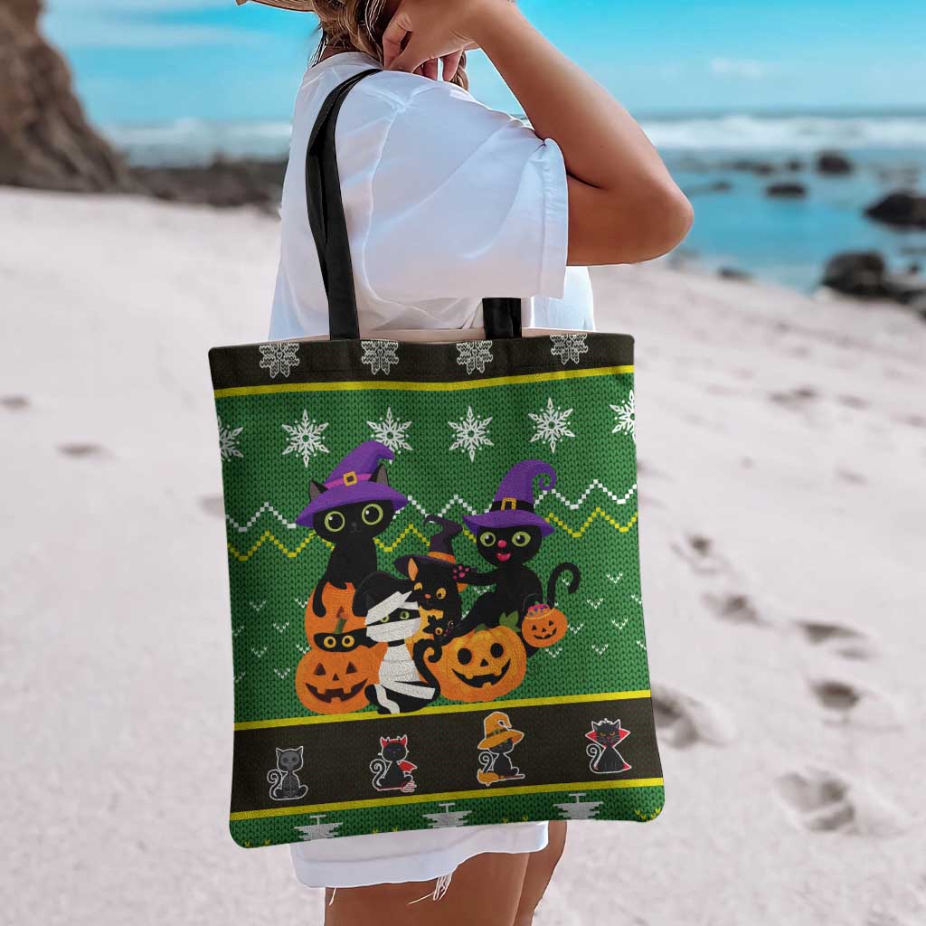 Cat Cute Witcher Noel Christmas Tote Bag Xmas Holiday Patterns - Wonder Print Shop