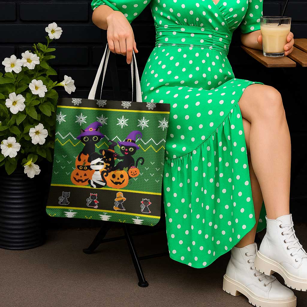 Cat Cute Witcher Noel Christmas Tote Bag Xmas Holiday Patterns - Wonder Print Shop