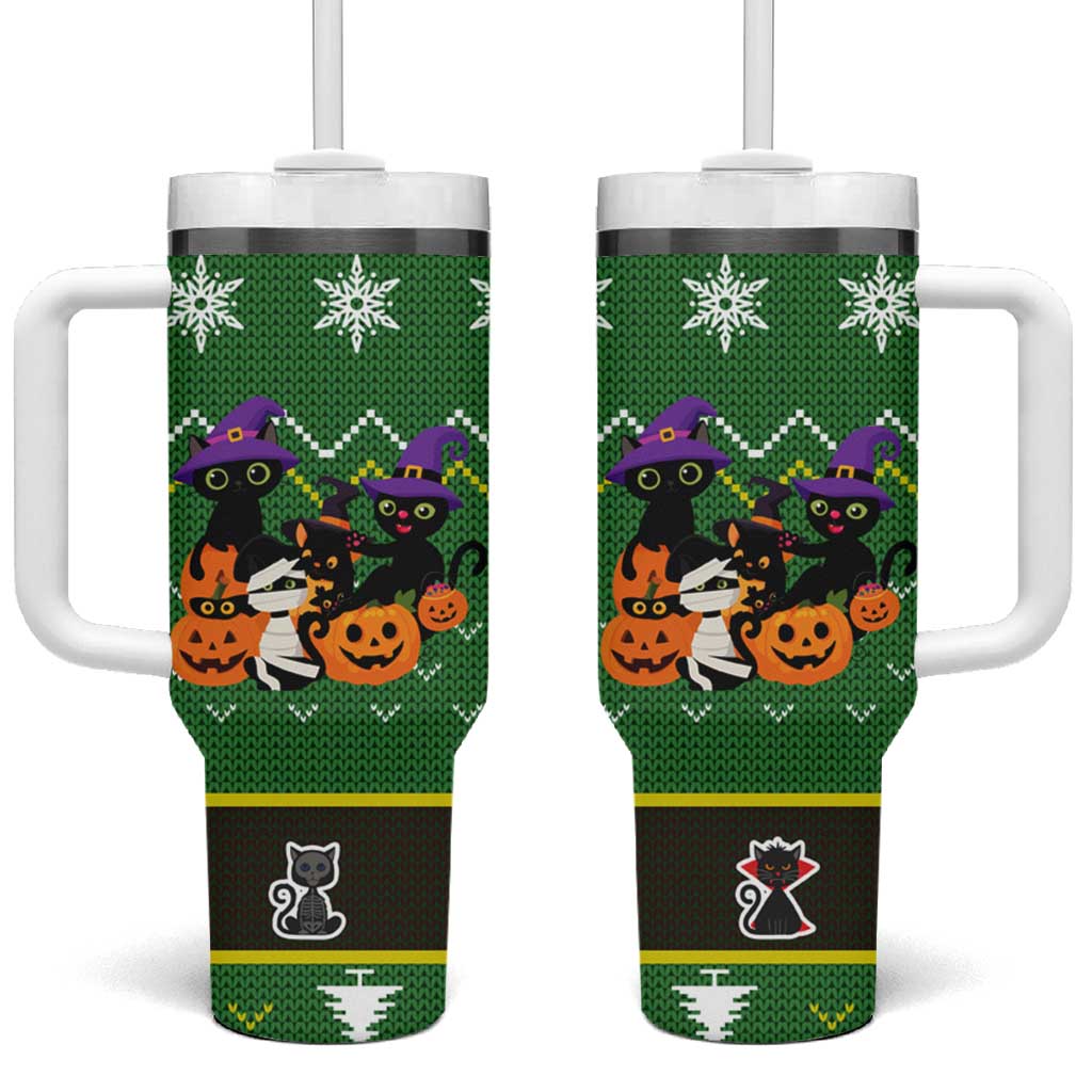 Cat Cute Witcher Noel Christmas Tumbler With Handle Xmas Holiday Patterns - Wonder Print Shop