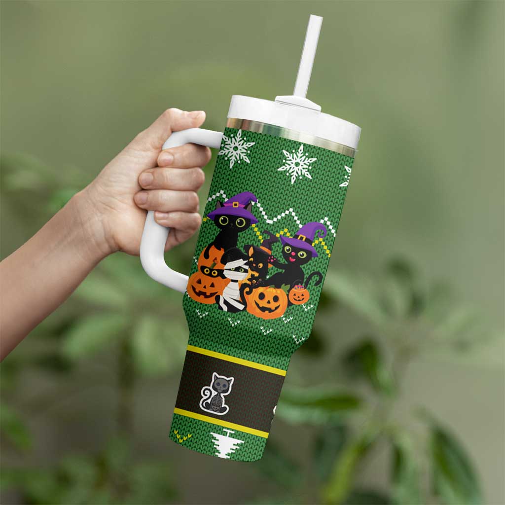 Cat Cute Witcher Noel Christmas Tumbler With Handle Xmas Holiday Patterns - Wonder Print Shop