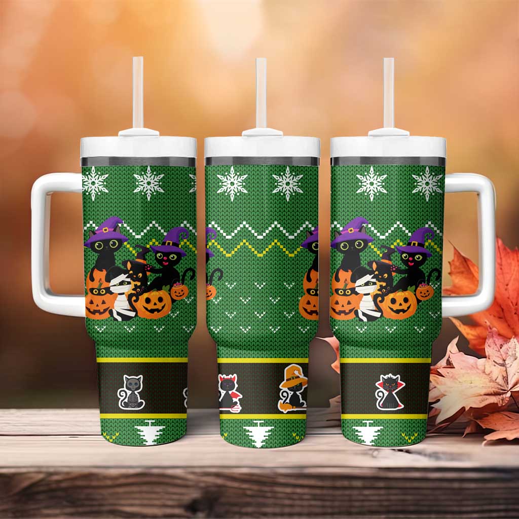 Cat Cute Witcher Noel Christmas Tumbler With Handle Xmas Holiday Patterns - Wonder Print Shop