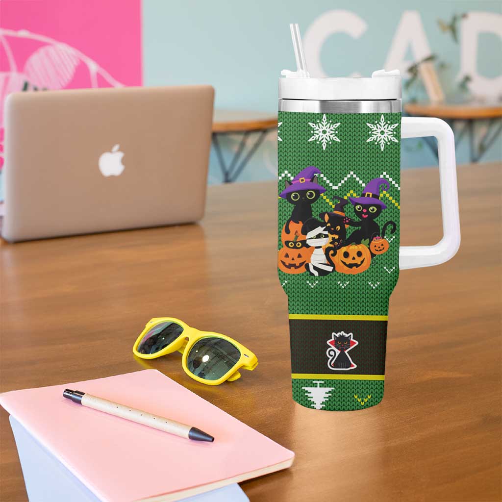 Cat Cute Witcher Noel Christmas Tumbler With Handle Xmas Holiday Patterns - Wonder Print Shop