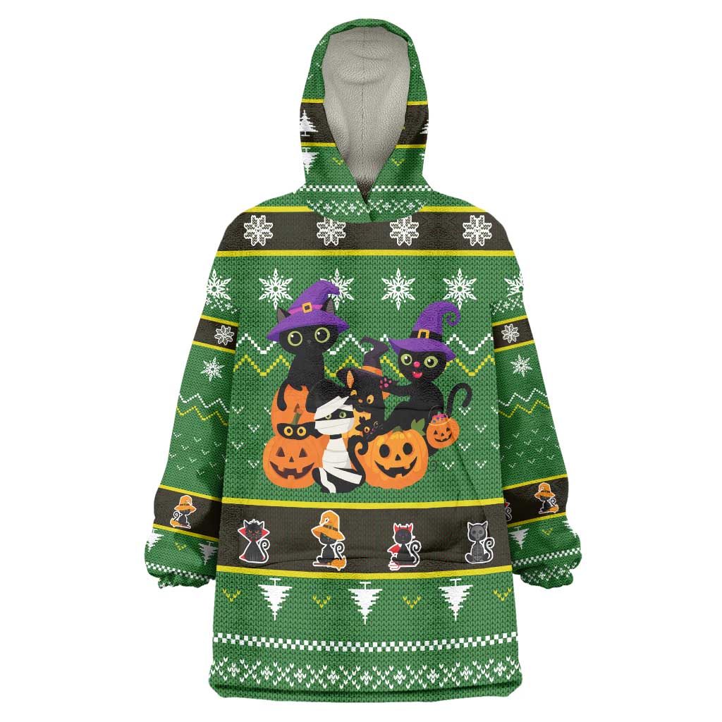 Cat Cute Witcher Noel Christmas Wearable Blanket Hoodie Xmas Holiday Patterns - Wonder Print Shop