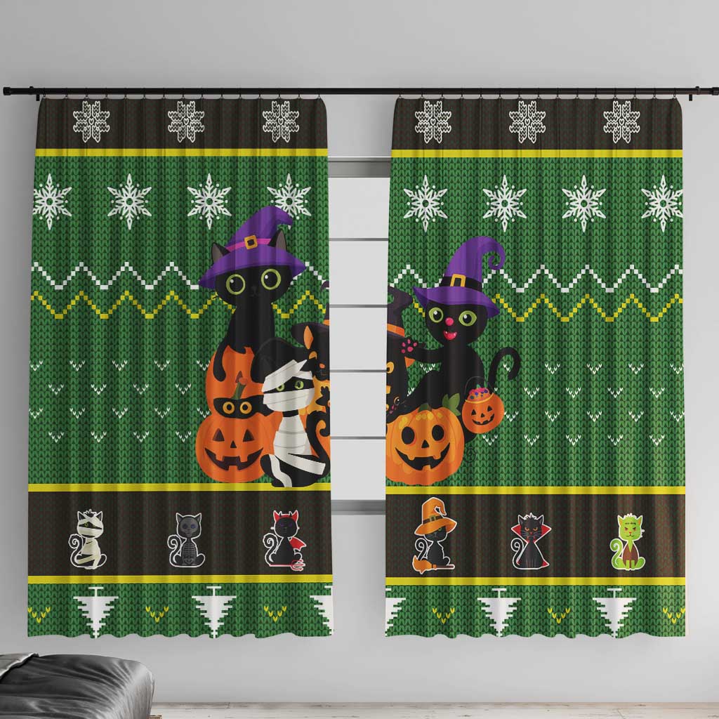 Cat Cute Witcher Noel Christmas Window Curtain Xmas Holiday Patterns - Wonder Print Shop