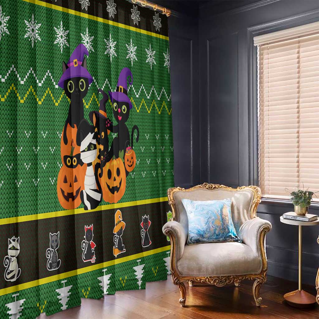 Cat Cute Witcher Noel Christmas Window Curtain Xmas Holiday Patterns - Wonder Print Shop