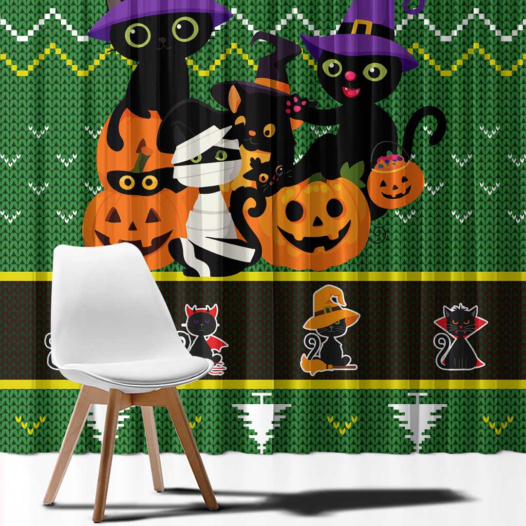 Cat Cute Witcher Noel Christmas Window Curtain Xmas Holiday Patterns - Wonder Print Shop