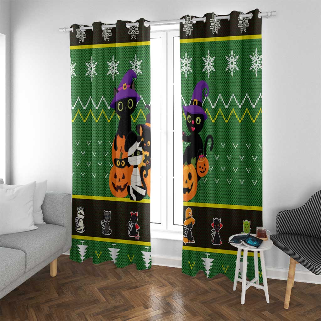 Cat Cute Witcher Noel Christmas Window Curtain Xmas Holiday Patterns - Wonder Print Shop