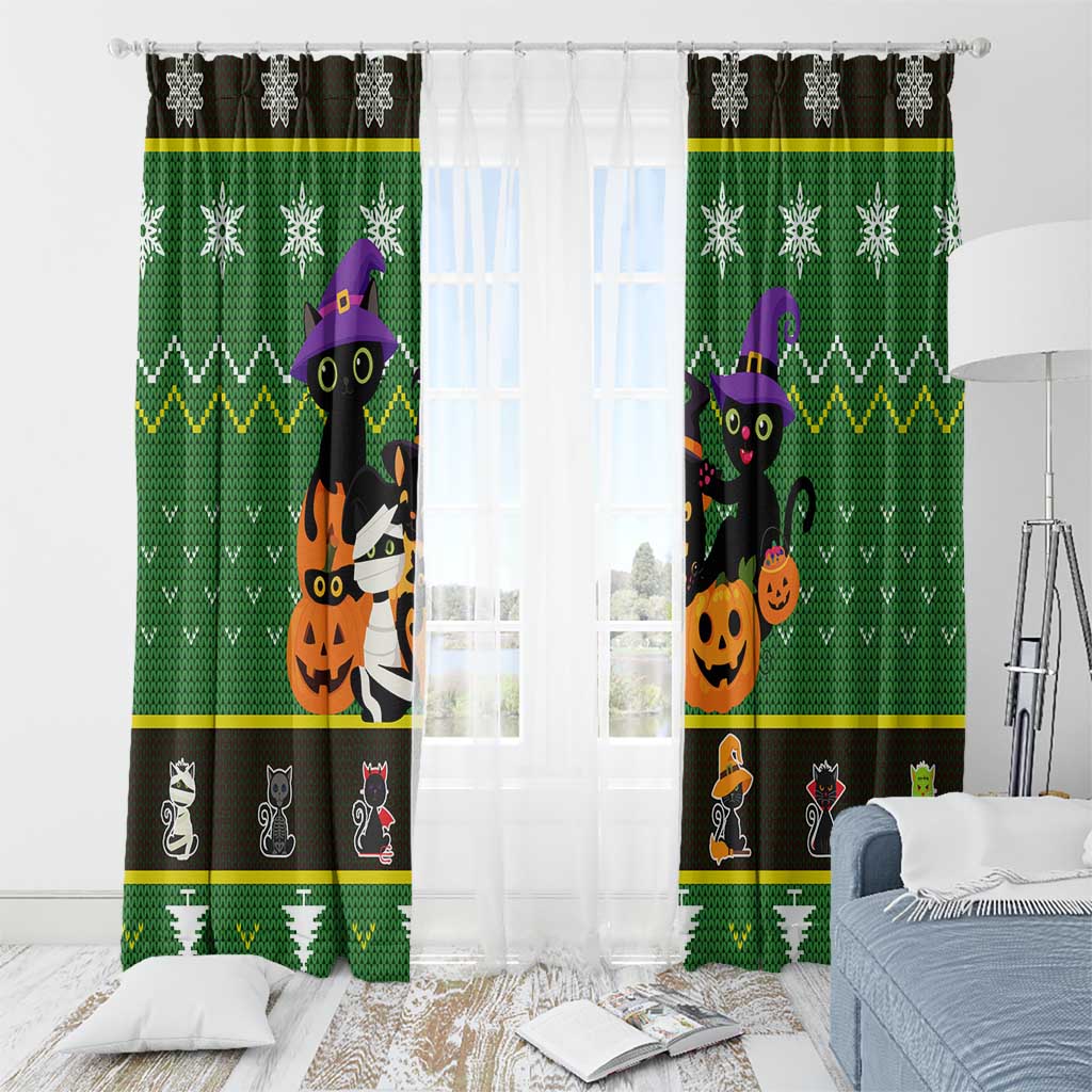 Cat Cute Witcher Noel Christmas Window Curtain Xmas Holiday Patterns - Wonder Print Shop