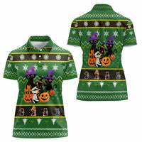 Cat Cute Witcher Noel Christmas Women Polo Shirt Xmas Holiday Patterns - Wonder Print Shop