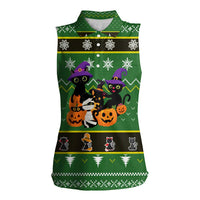 Cat Cute Witcher Noel Christmas Women Sleeveless Polo Shirt Xmas Holiday Patterns - Wonder Print Shop