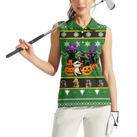 Cat Cute Witcher Noel Christmas Women Sleeveless Polo Shirt Xmas Holiday Patterns - Wonder Print Shop