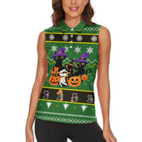 Cat Cute Witcher Noel Christmas Women Sleeveless Polo Shirt Xmas Holiday Patterns - Wonder Print Shop