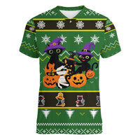 Cat Cute Witcher Noel Christmas Women V-Neck T-Shirt Xmas Holiday Patterns - Wonder Print Shop