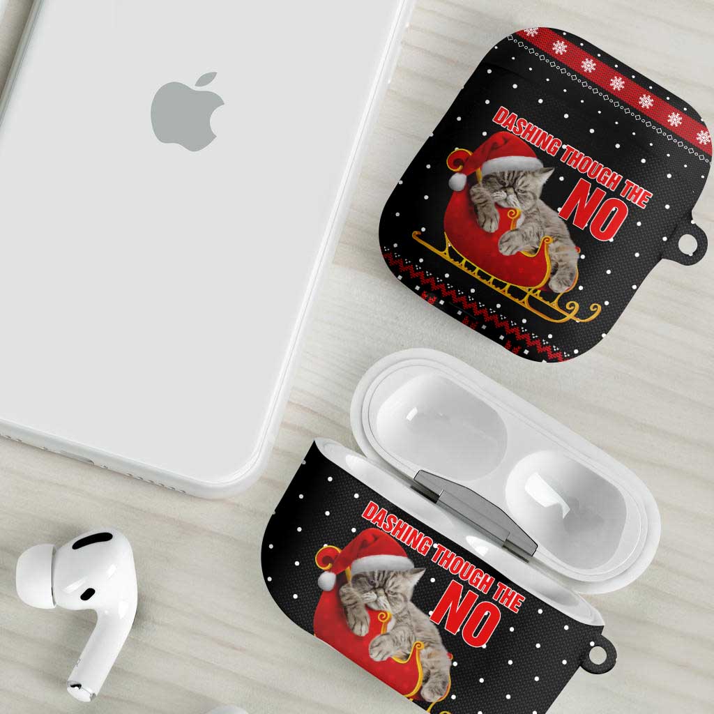 Cat Dashing Through The No Christmas AirPods Case Xmas Holiday Patterns - Wonder Print Shop