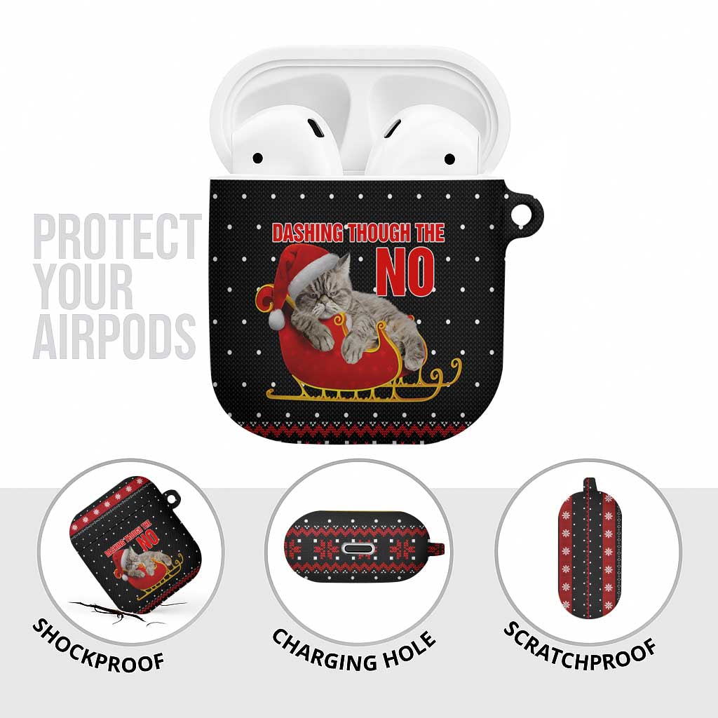Cat Dashing Through The No Christmas AirPods Case Xmas Holiday Patterns - Wonder Print Shop