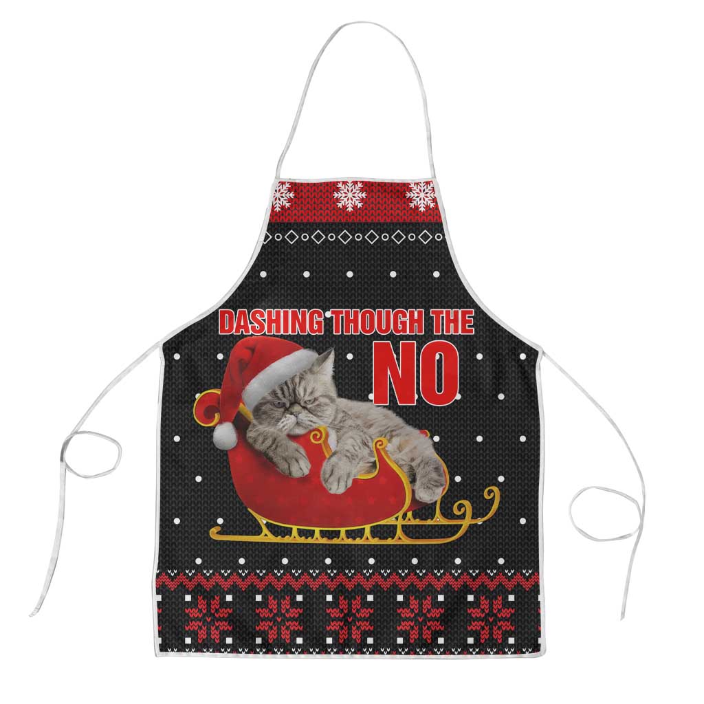 Cat Dashing Through The No Christmas Apron Xmas Holiday Patterns - Wonder Print Shop