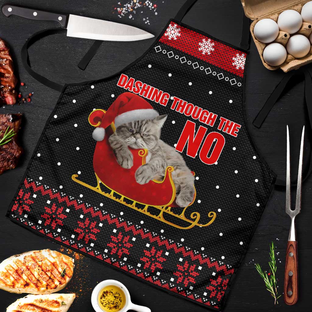 Cat Dashing Through The No Christmas Apron Xmas Holiday Patterns - Wonder Print Shop